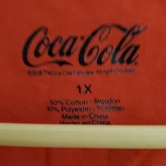 Coca-Cola Red V-Neck Tee with White Accents - Picture 2 of 4